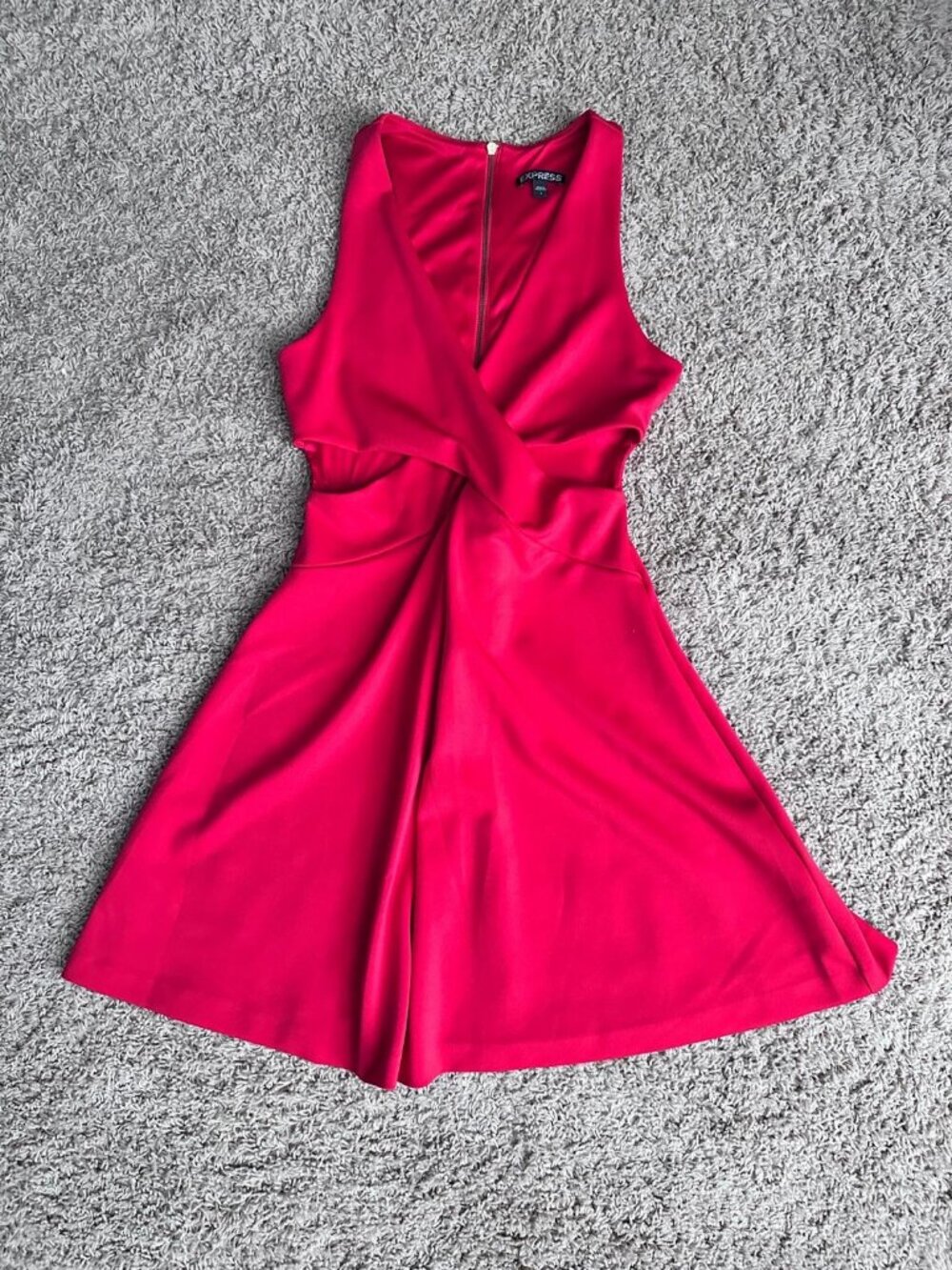 Express Red Dress with Side Cutouts